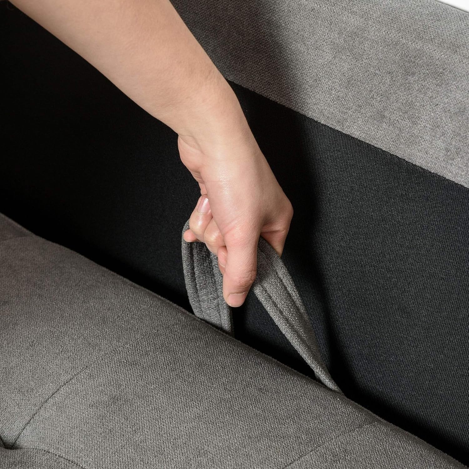 3 Seater Grey Sofa Bed Couch Modern Fabric Tufted with Storage Chest