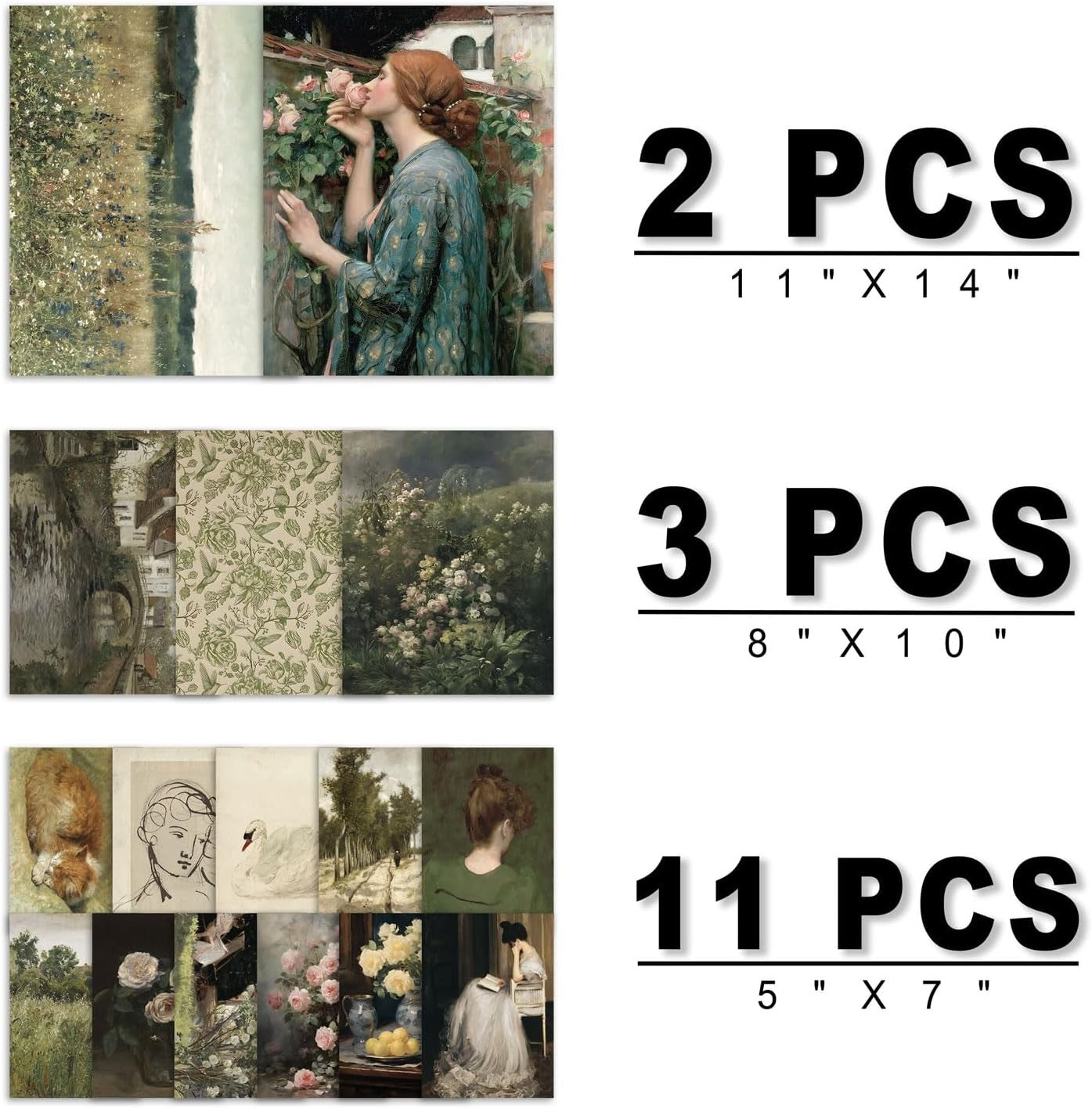 Vintage French Country Wall Art 16pc 11x14in Gallery Poster Set