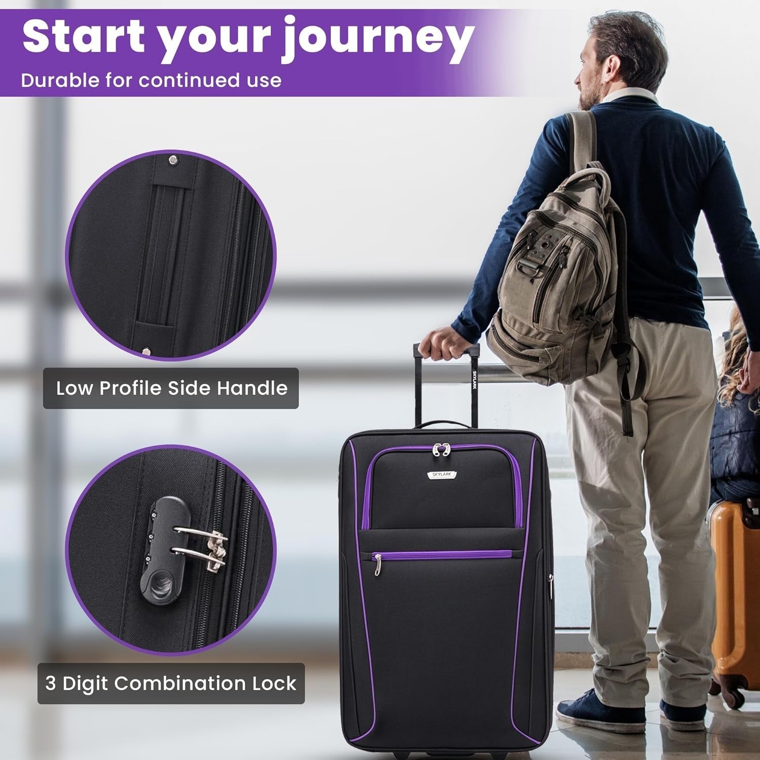 32'' Extra Large Soft Shell Suitcase Expandable Lightweight Check In Luggage