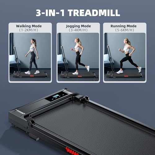 Foldable Under-Desk Walking Pad Treadmill 2HP, Compact 3-Mode Home Office