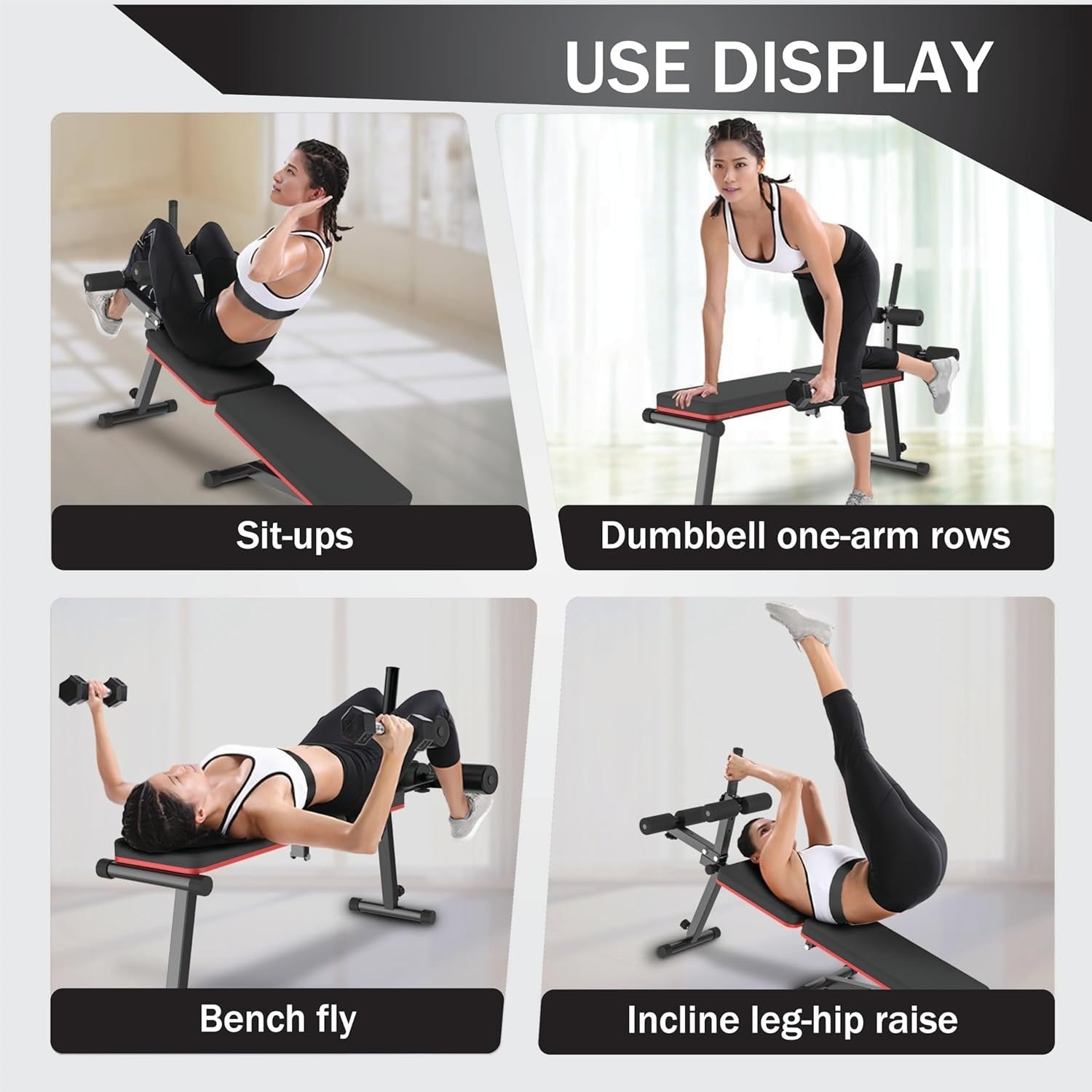 Foldable Decline Flat Weight Bench 300kg Compact Home Gym Training