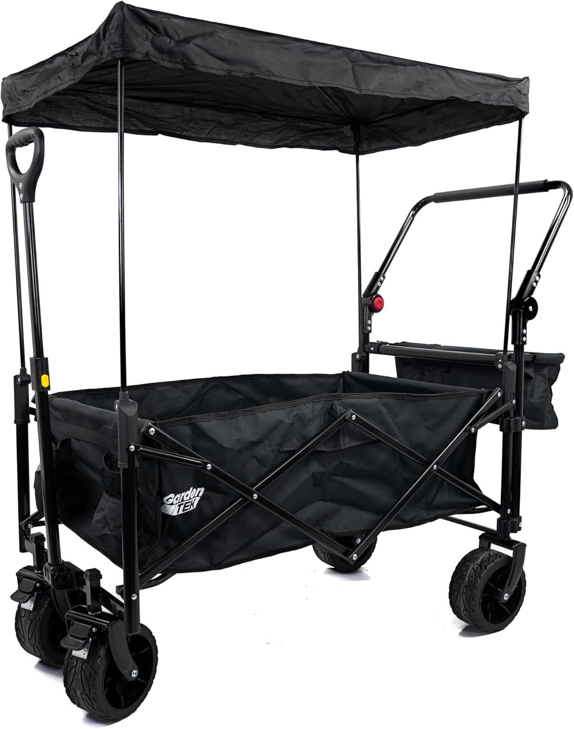 120L Folding Garden Trolley Wagon Cart With Canopy & Brakes Outdoor