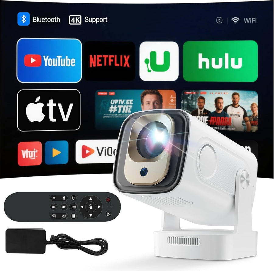 Smart Mini Projector WiFi 6 Bluetooth 4K Support Auto Focus 16000L