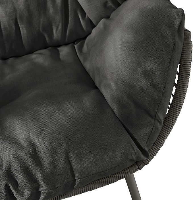 Grey Rattan Double Egg Chair 2 Seater Indoor Outdoor Patio Snug Seat w/ Cushions