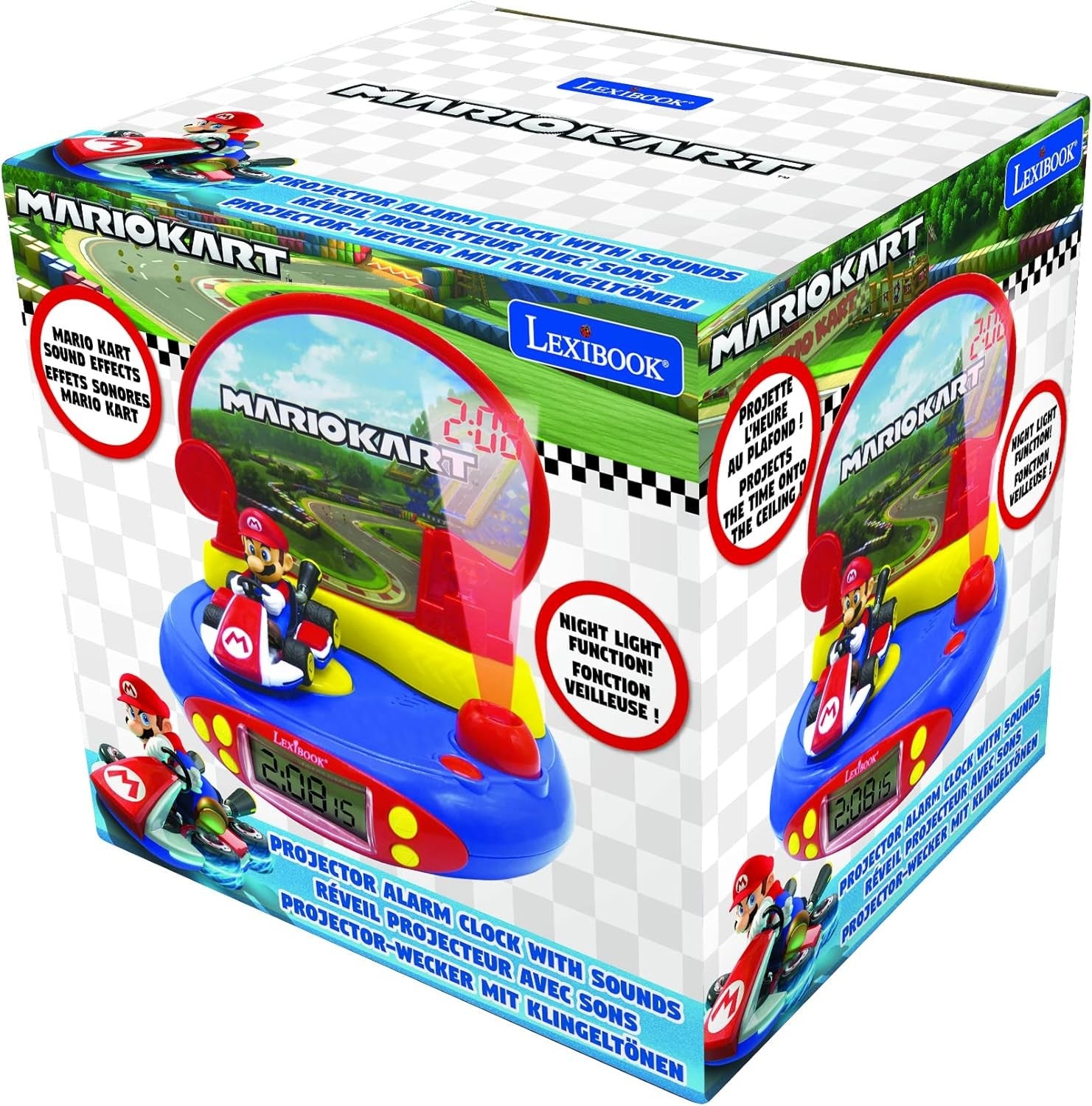Kids Racing Projector Alarm Clock Night Light Sound Effects Battery