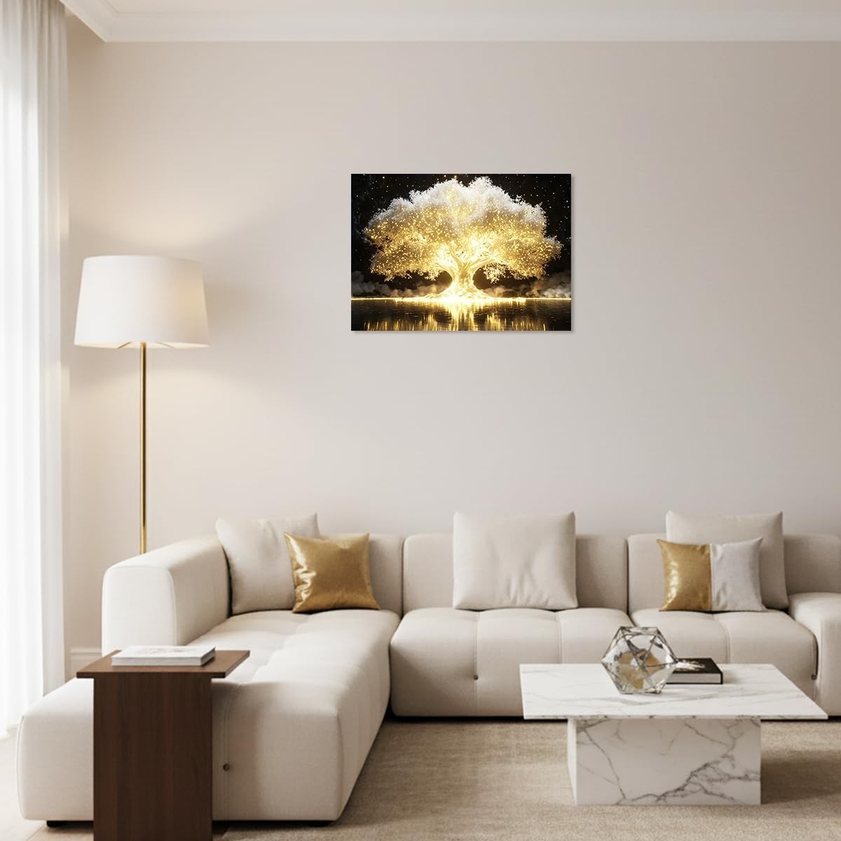 Golden Tree of Life Canvas Wall Art 12x16 Magical Living Room Decor