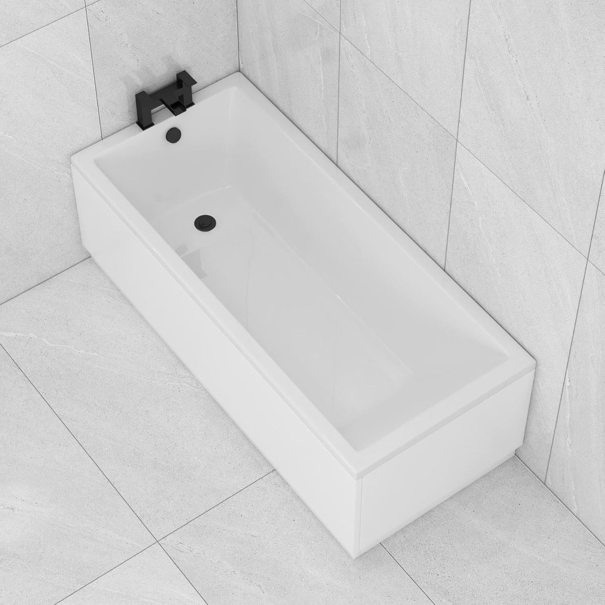 1700x700mm Designer Single Ended Acrylic Bath Tub White Soaking Spa
