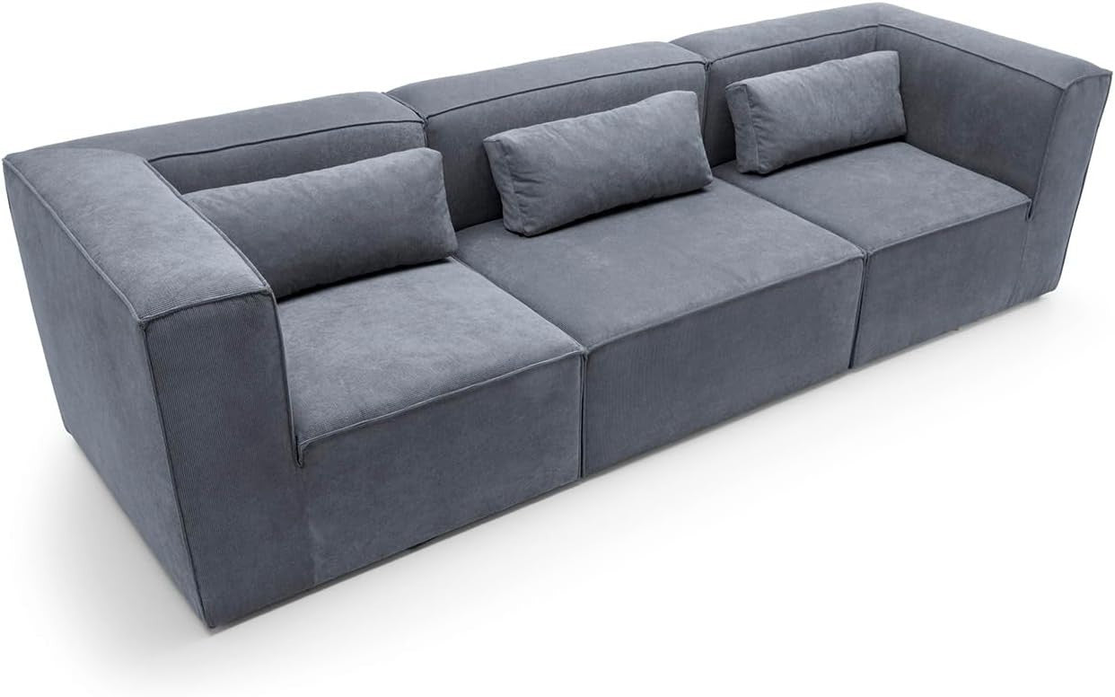 4 Seater Modular Sofa Dark Grey Cord Chenille | Modern, Space-Saving, Comfy