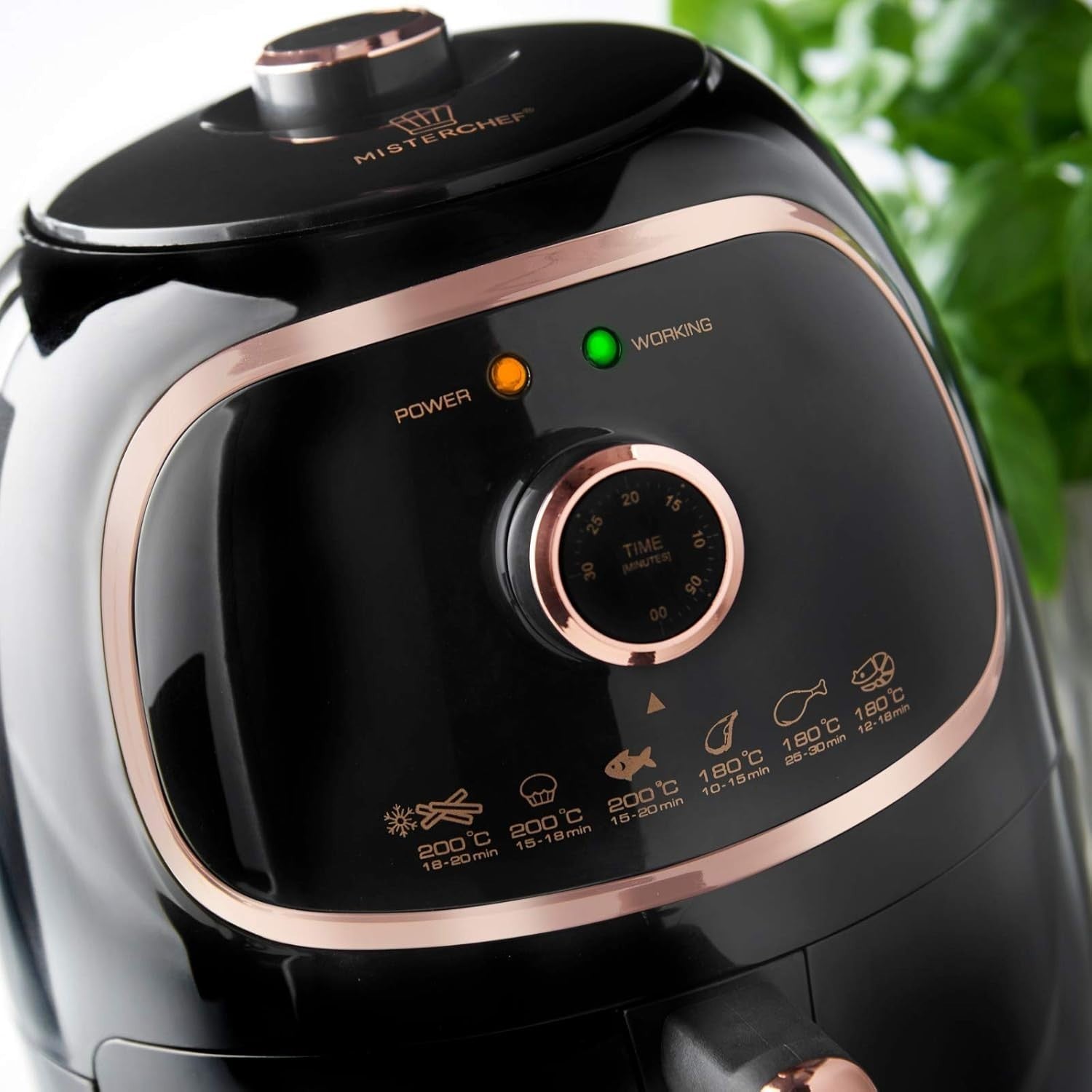 Compact Air Fryer 2L 1000W Oil Free 80-200C Temp Control 30min Timer