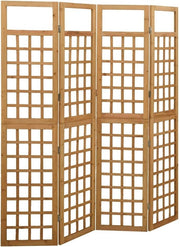Solid Fir Wood 4-Panel Folding Room Divider Trellis Privacy Screen 161x180cm