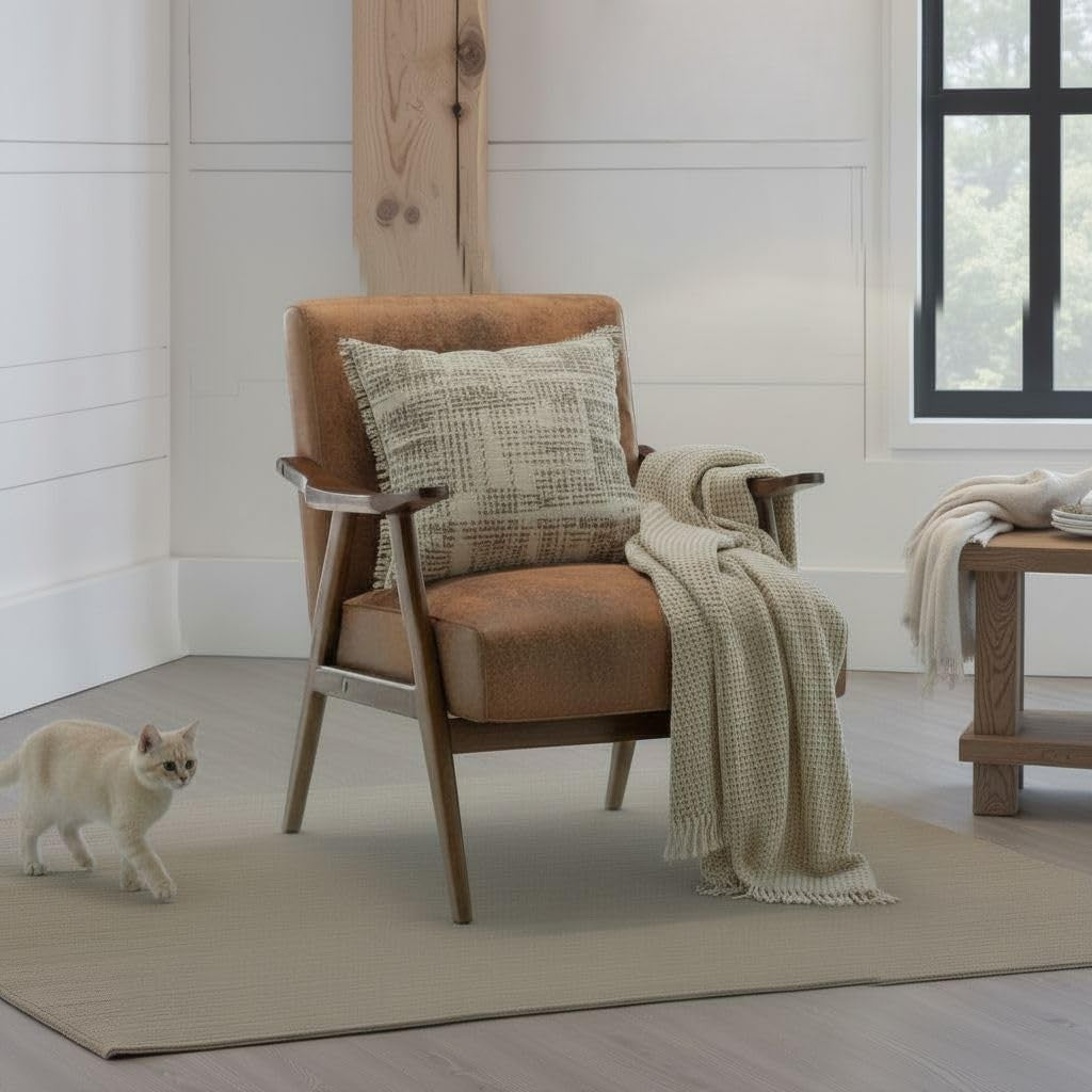 Lime Green Accent Armchair Retro Wooden Lounge Chair