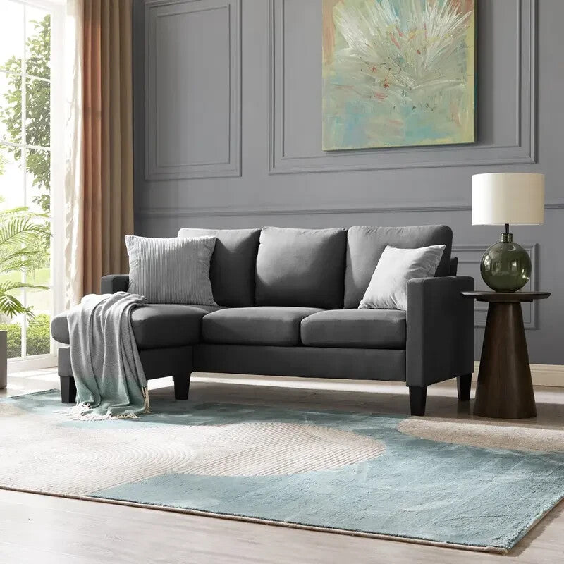 Grey 3 Seater L Shaped Sofa Bed Reversible Chaise Corner Lounge Couch