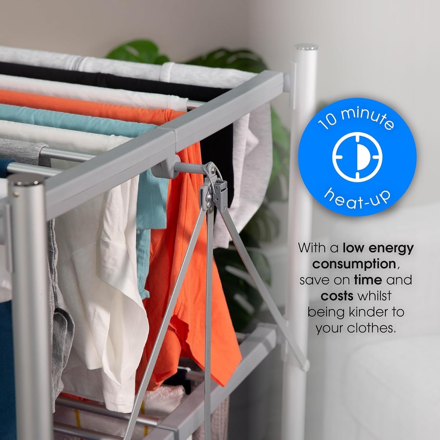 Heated Clothes Airer 3 Tier Electric Folding Drying Rack Indoor Energy Saving