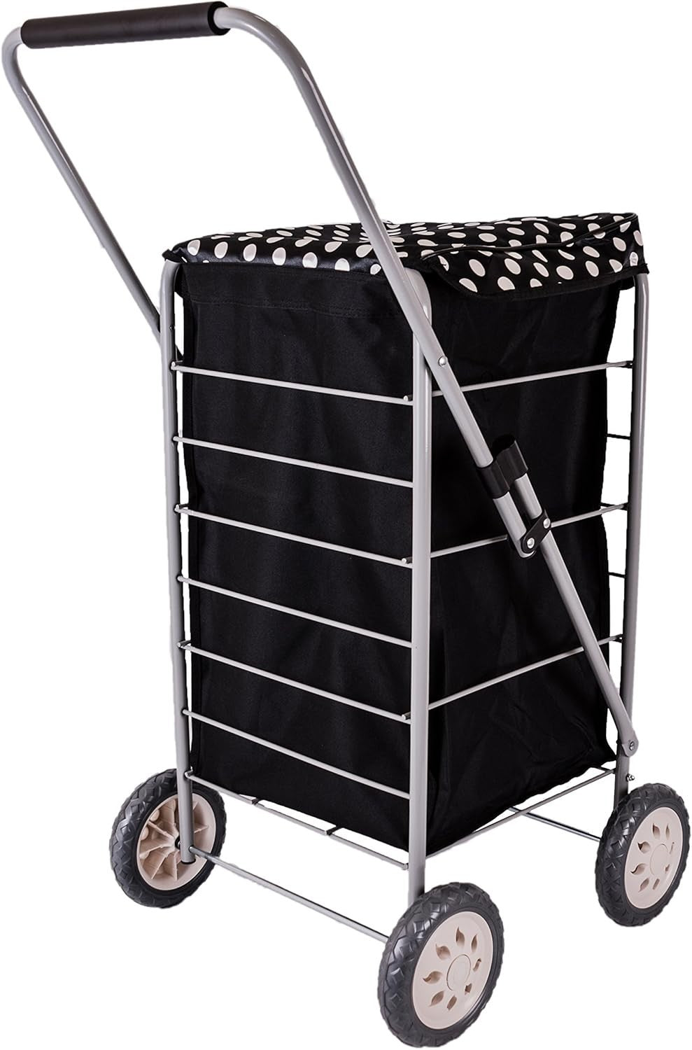 4-Wheel Shopping Trolley with Fixed Handle, Large 63L Polyester Bag