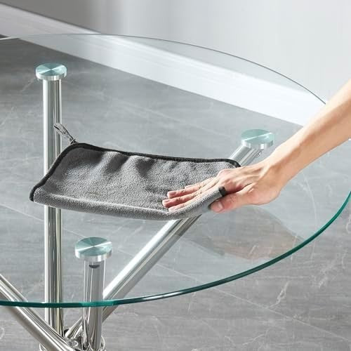 90cm Round Glass Dining Table with Silver Metal Legs Compact Kitchen Table