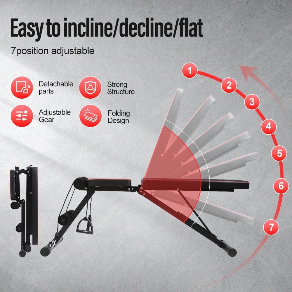 Adjustable Foldable Weight Bench Incline Decline 600lb Home Gym