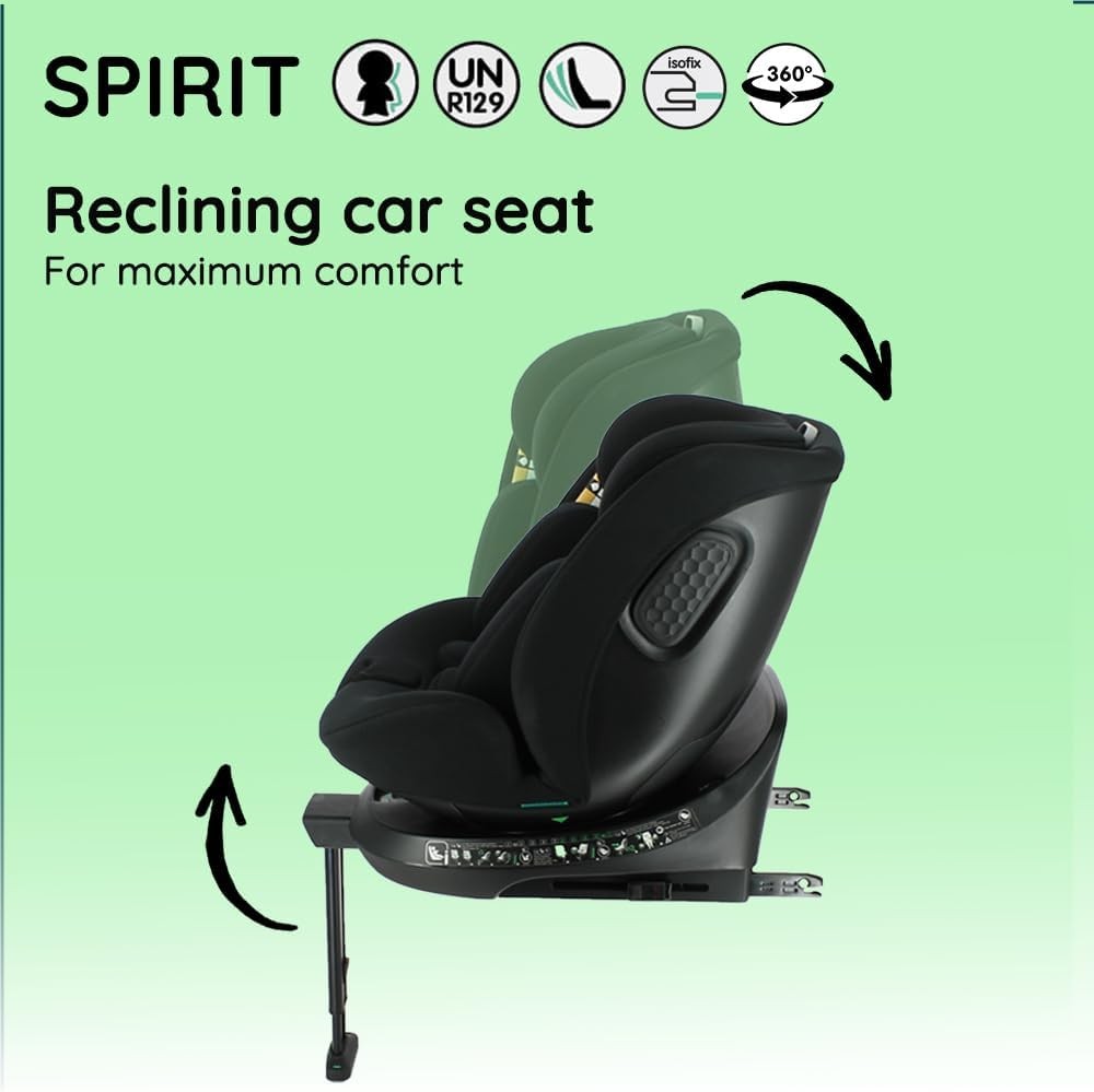 360° Swivel ISOFIX Car Seat 40–150cm Birth–12Y R129 Support Leg