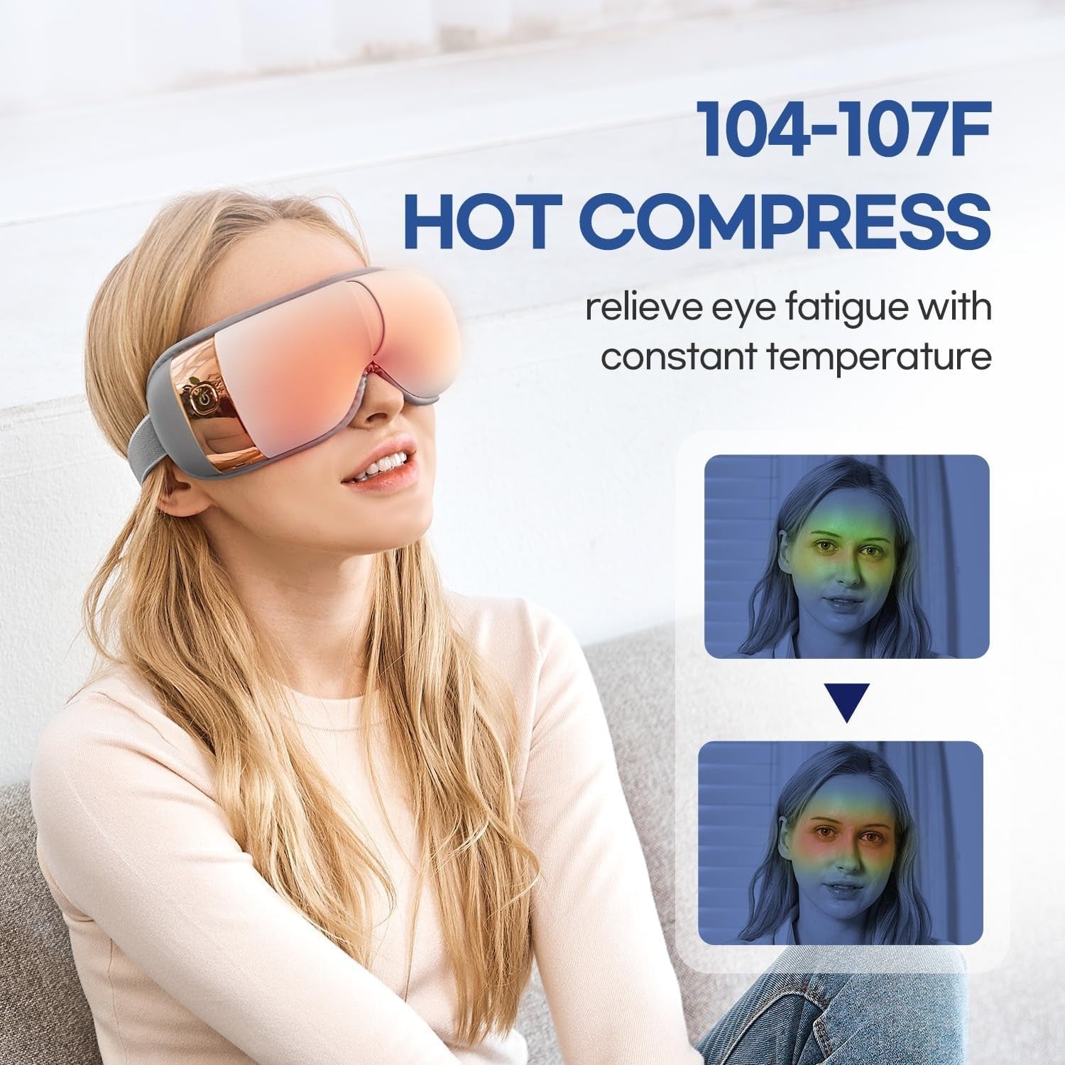Heated Eye Massager 5 Modes Bluetooth Heat Compression Mask
