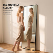 Large Full Length Mirror 165x60cm Wall Leaning, Shatterproof Glass Frame
