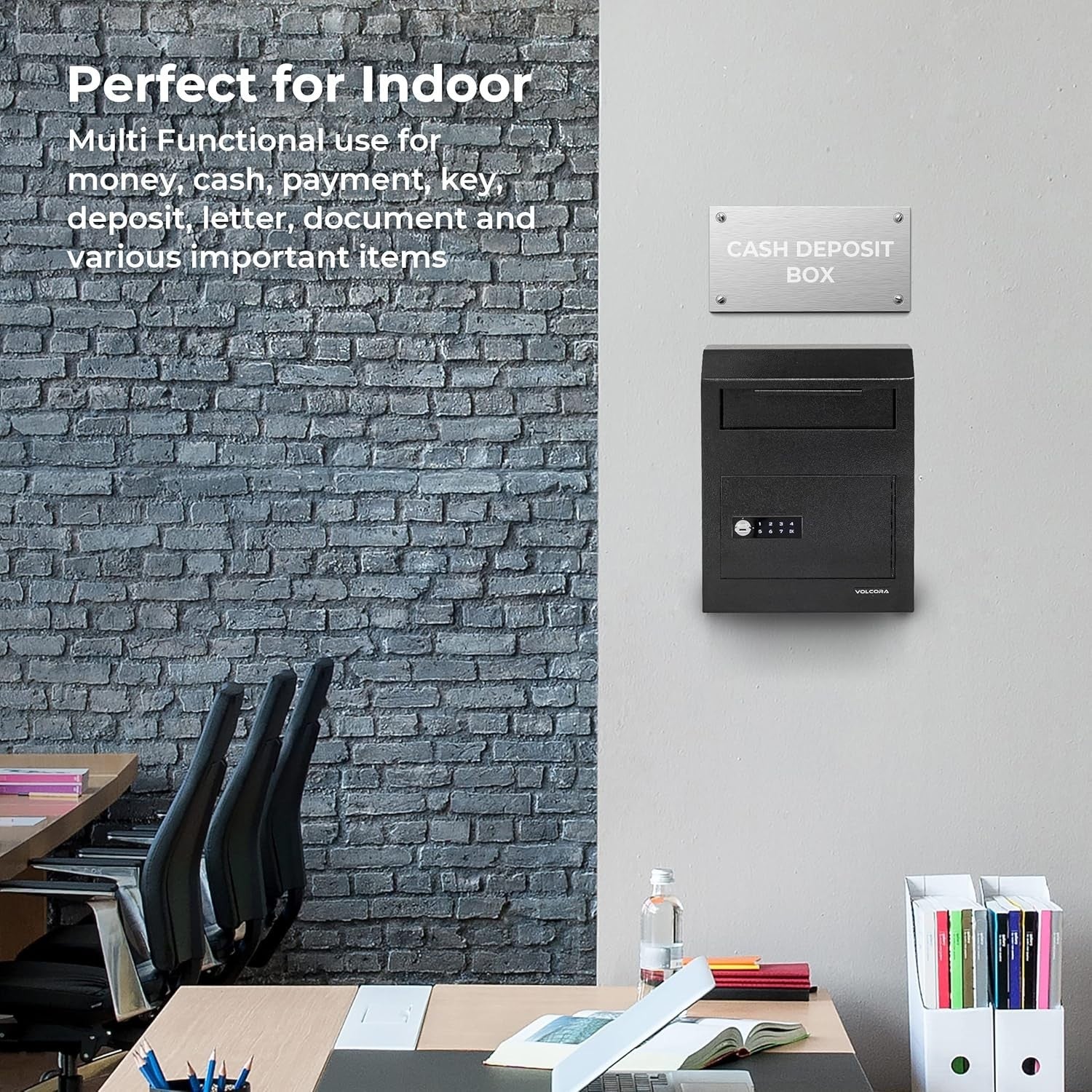 Cash Drop Box Digital Keypad Lock Wall Mount Deposit Safe Mailbox