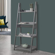 Modern Grey 4-Tier Ladder Shelf Unit – Tall Display Storage Rack for Home