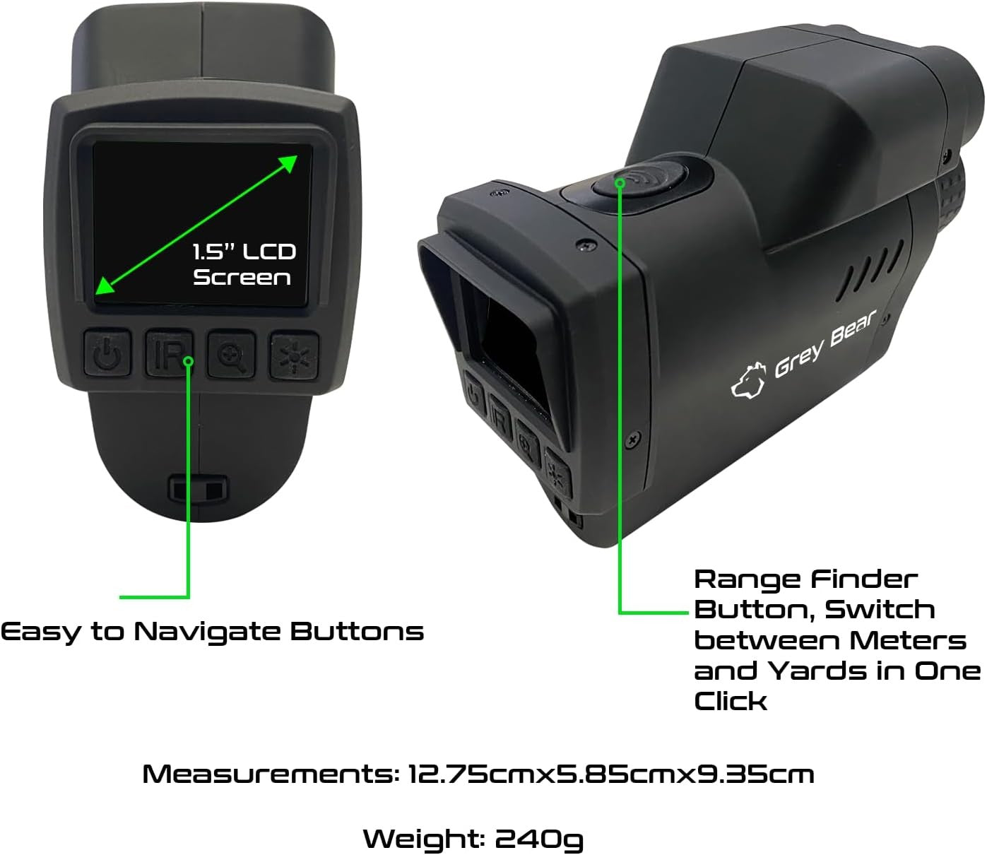 Night Vision Monocular Rangefinder 6X Infrared Compact Hunting Hiking