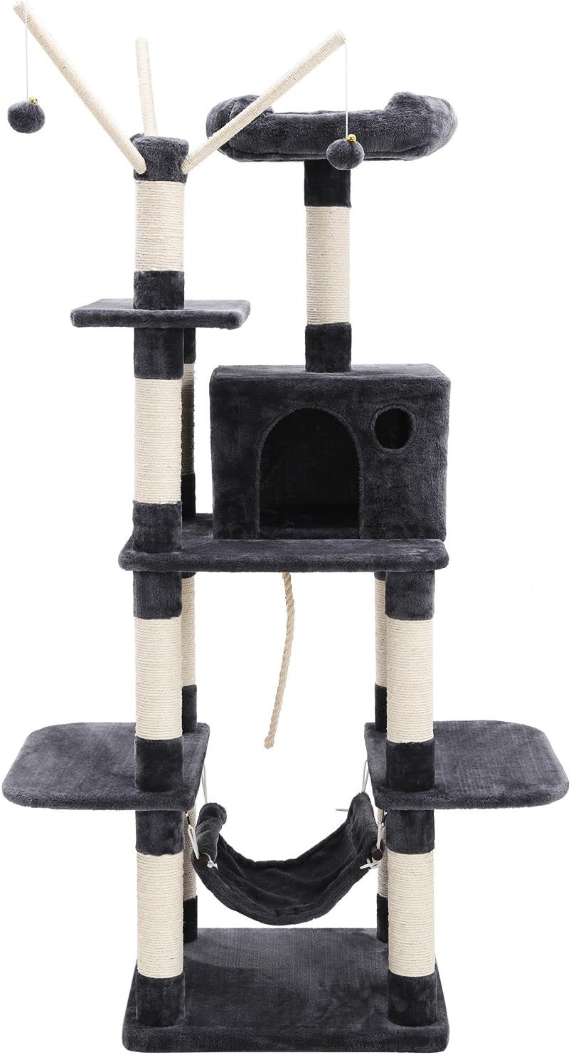 Large Cat Tree Tower 154cm Scratching Posts Hammock Condo Multi-Level