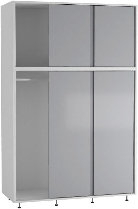 6-Door Sliding Wardrobe Grey Doors | Modern Spacious Bedroom Storage