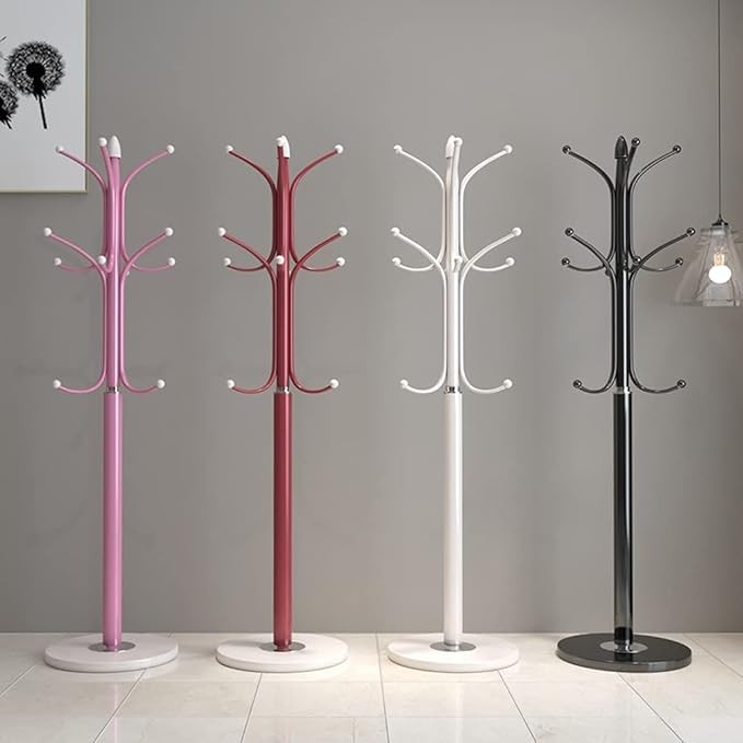 Modern Black Metal Coat Rack Stand | Freestanding Hallway Tree with Hooks