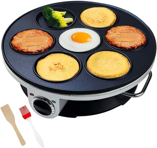 Electric 7-Hole Pancake & Egg Maker Non-Stick Mini Crepe Hotplate Fast Heating