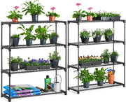 Double 4 Tier Metal Garden Shelving Rack Plant Stand Rust Resistant 107x90x30cm