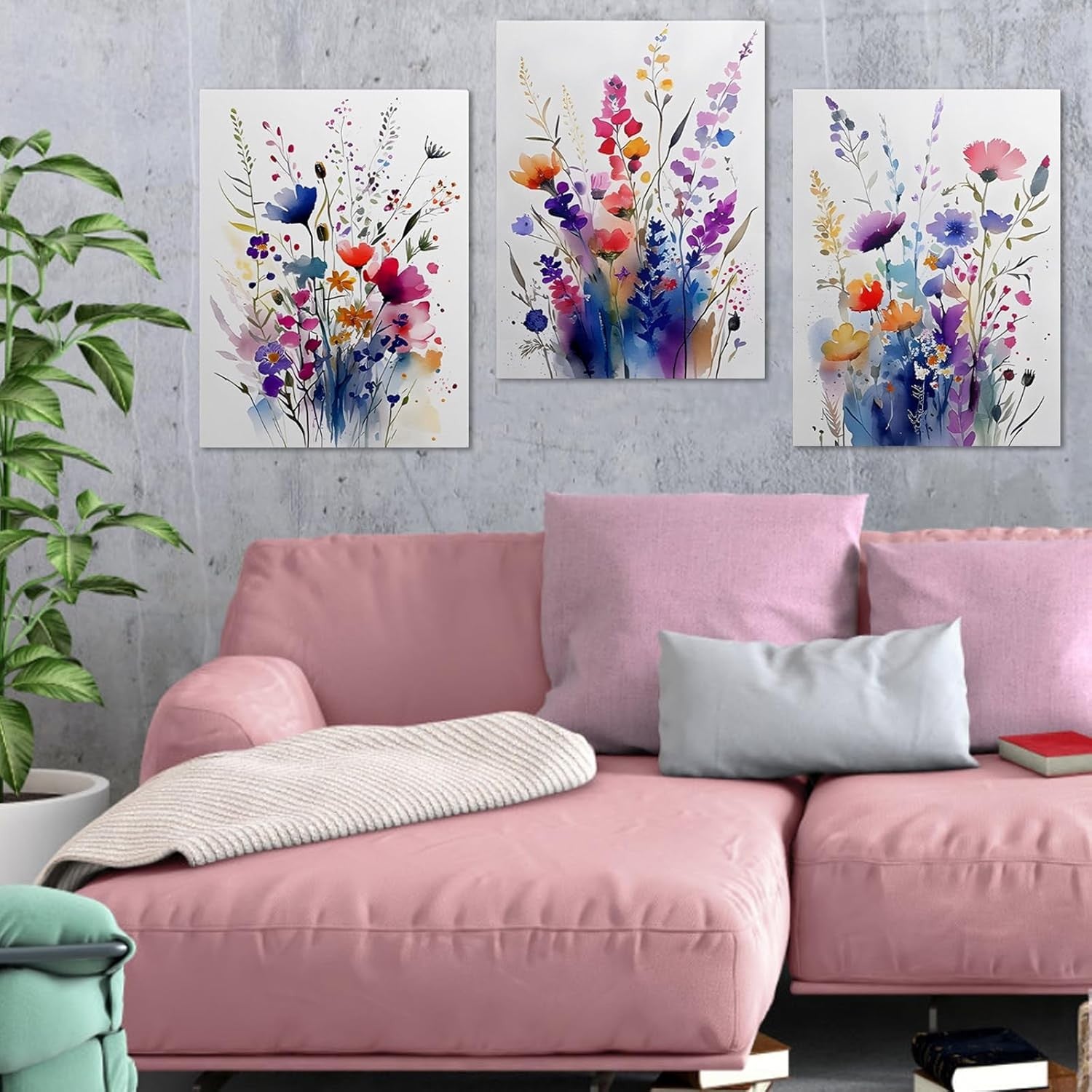 Floral Canvas Wall Art 12x16in Framed Colourful Flower Print