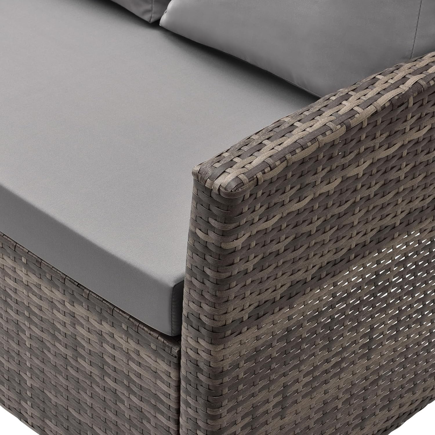 Luxury 4 Seater Rattan Garden Sofa Set Brown Patio Chairs Glass Table