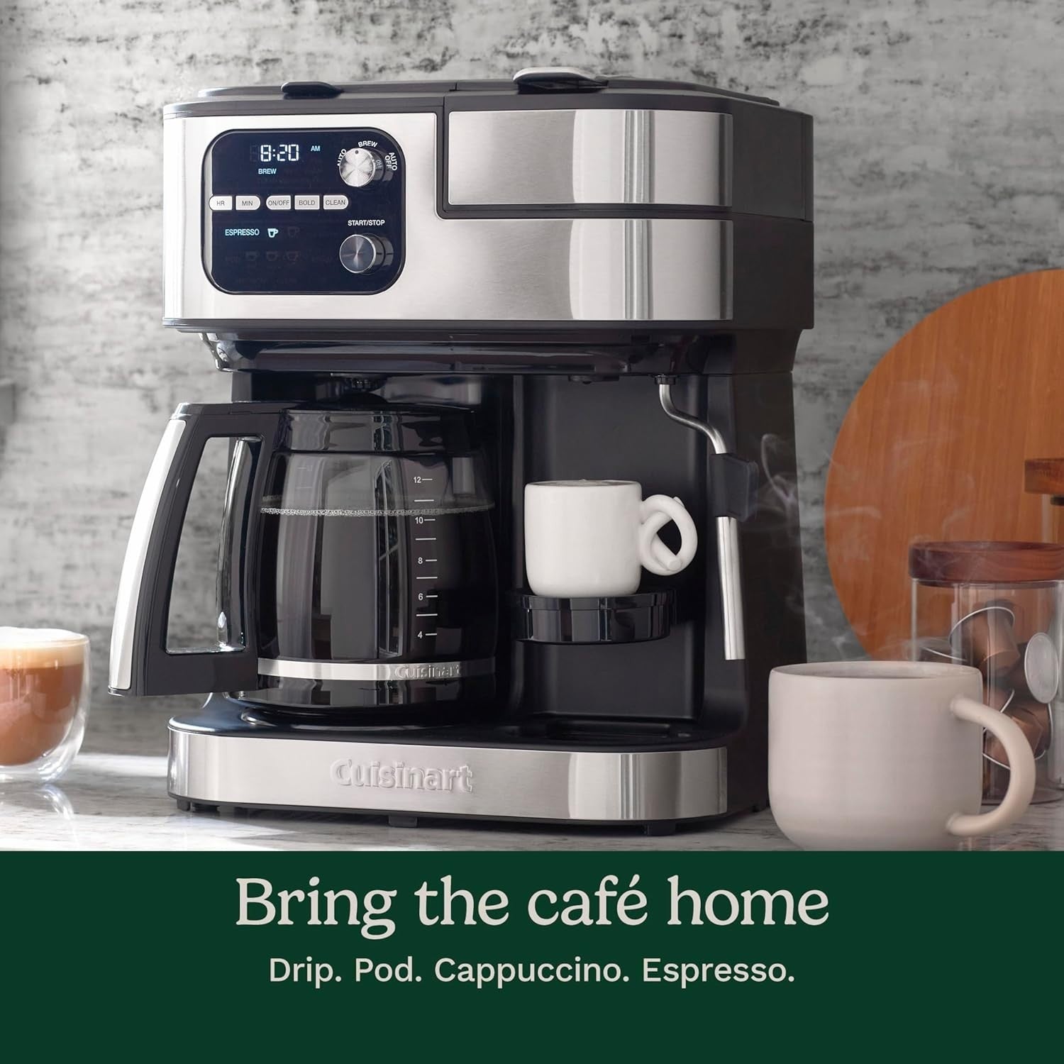 4-in-1 Barista Coffee Maker With Frother Drip & Capsule Compatible 72oz Tank