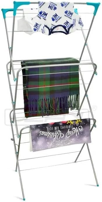 Clothes Airer 3 Tier Folding Drying Rack Alloy Steel Indoor Outdoor Laundry