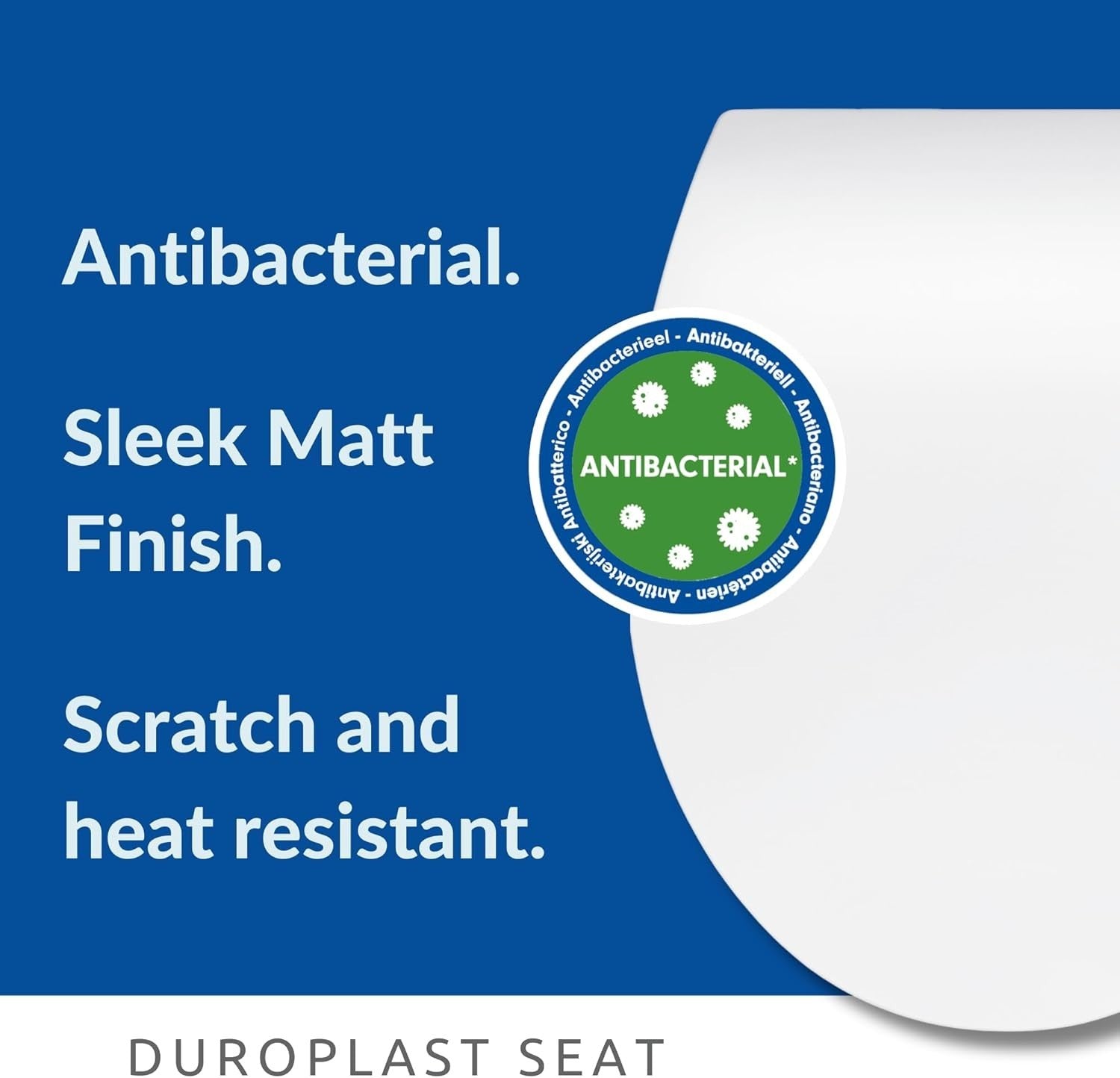 Slim Soft Close Toilet Seat Matt White | Quick Release Click & Clean