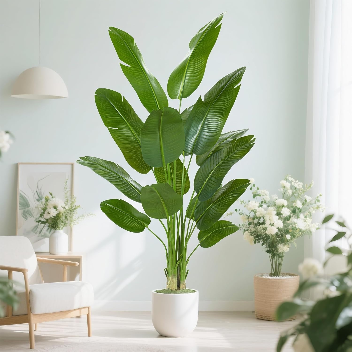 210cm Artificial Bird of Paradise Plant in Weighted Pot Tall Faux Tropical Decor