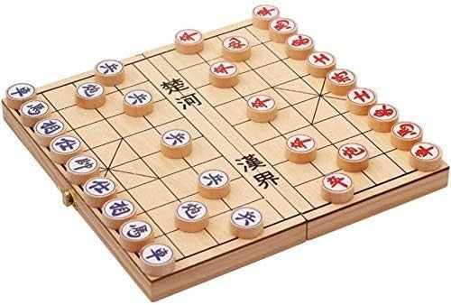 Wooden Xiangqi Chinese Chess Set Foldable Travel Board 29cm