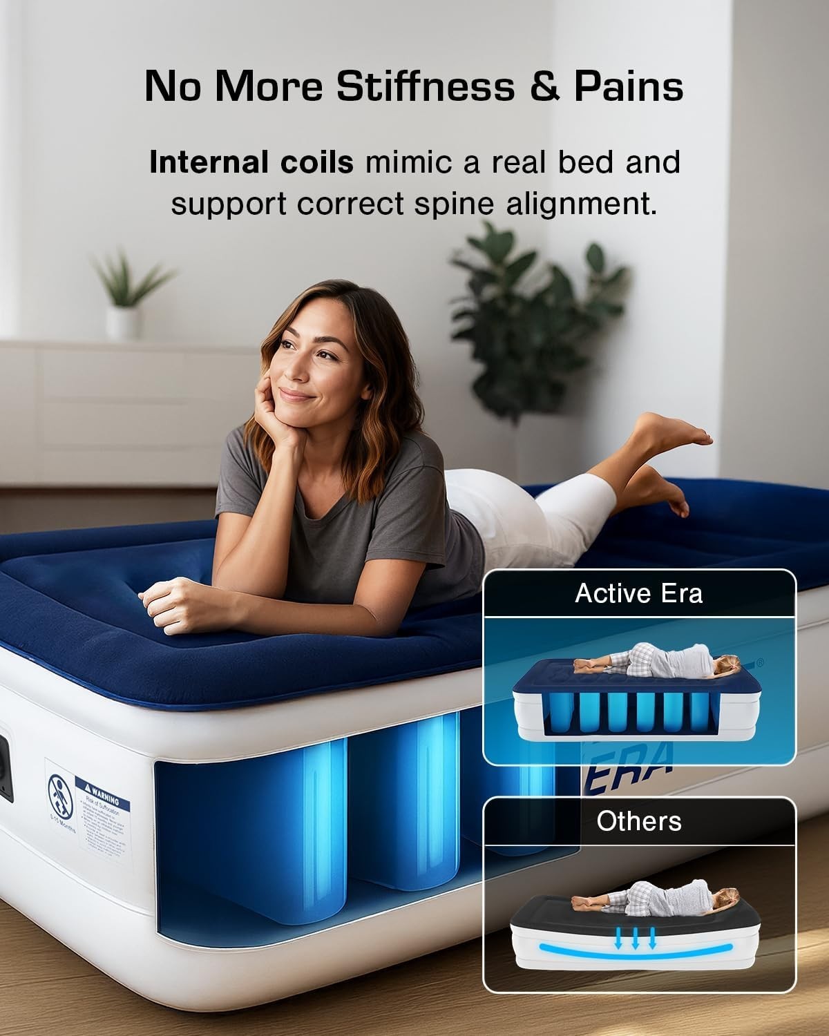 Luxury Single Air Bed Built In Electric Pump Flocked Mattress Fast Inflate