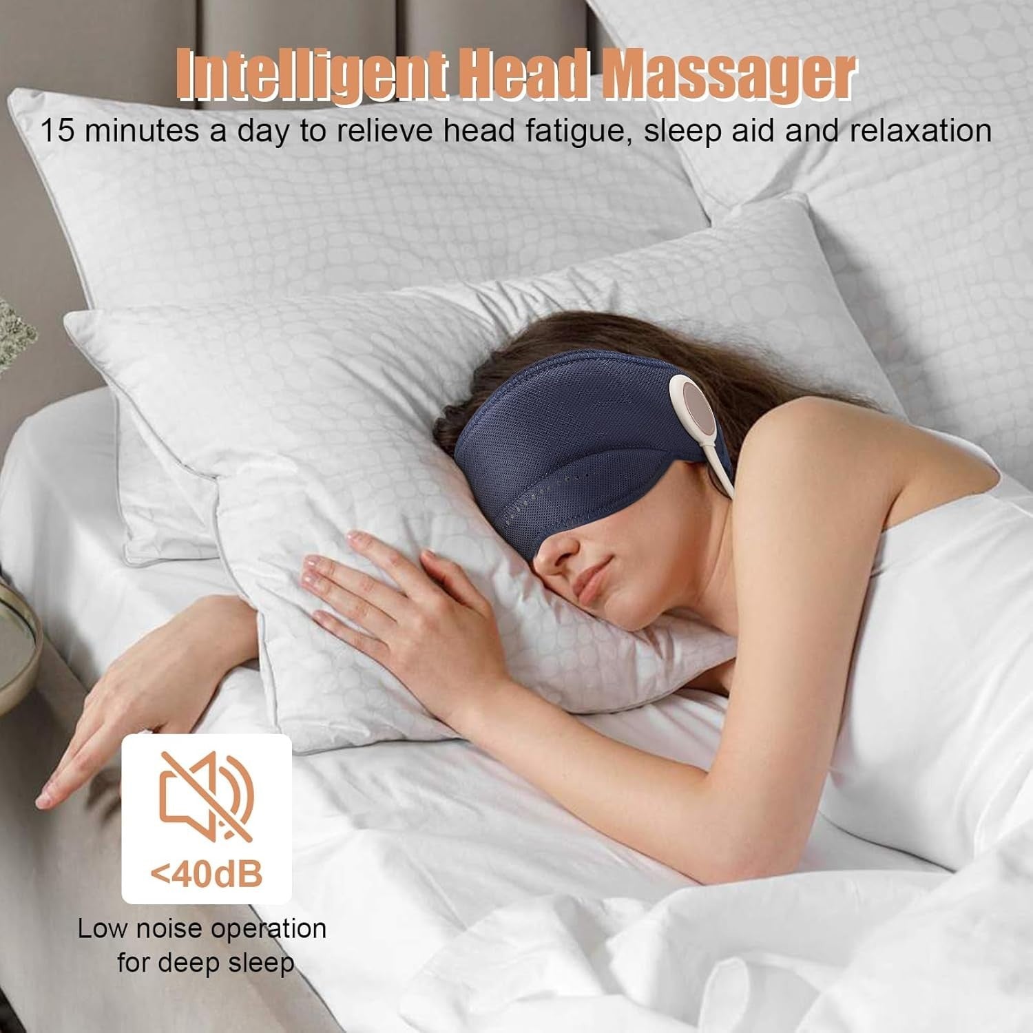 Heated Migraine Relief Head Massager Cap 360° Air Compression Sleep Aid