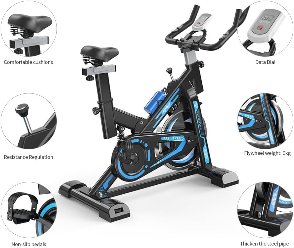 Quiet Magnetic Spin Bike w/ LCD Display, Phone Holder & 6kg Flywheel 300lb Cap