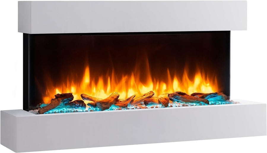 43" Wall Mounted Electric Fireplace Remote 2kW LED Flame with Mantel