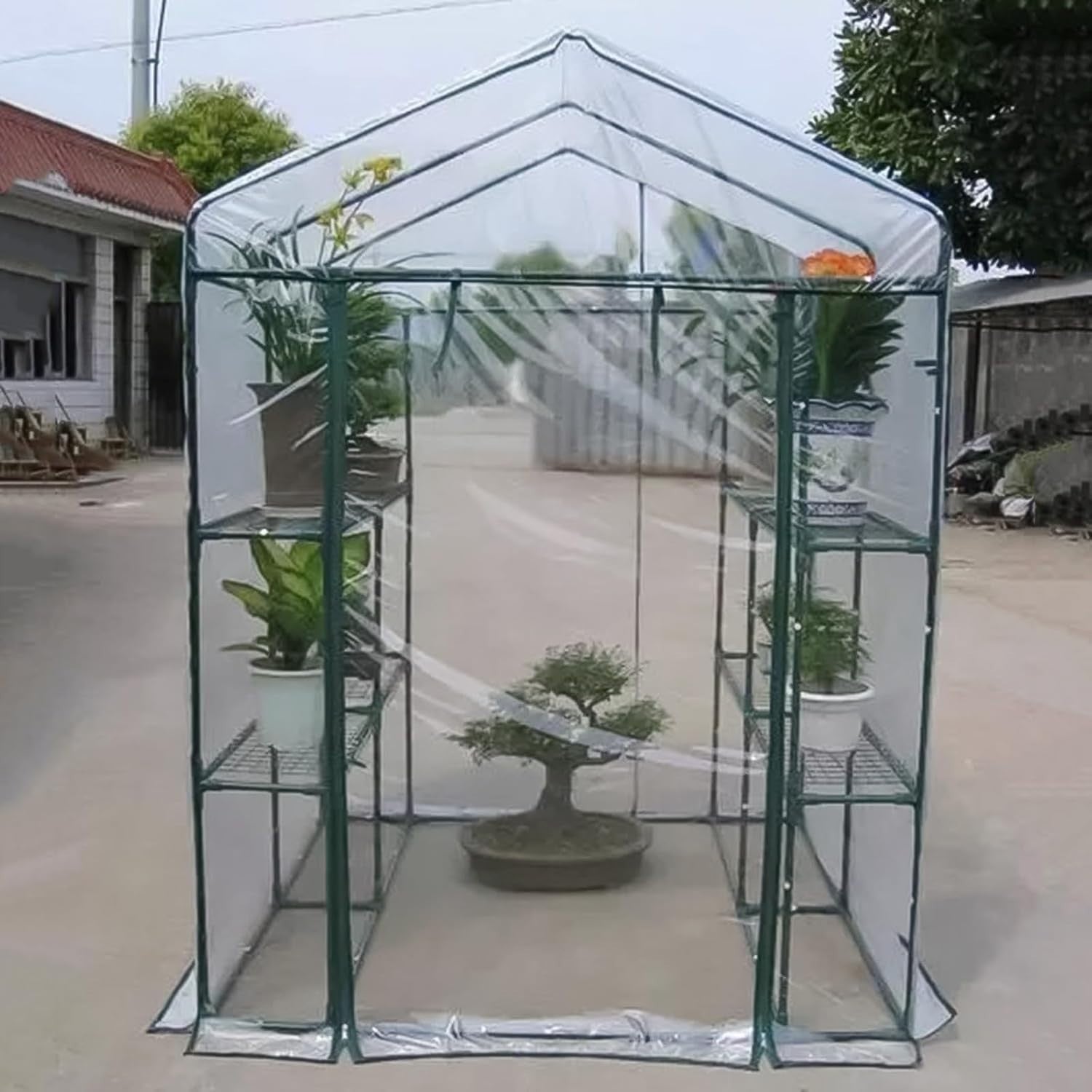PVC Walk-In Greenhouse Plant Tent Waterproof Frostproof 143x143x195cm