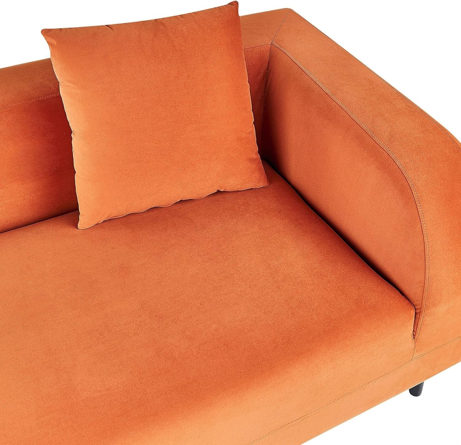 Right Hand Orange Velvet Chaise Lounge Retro Curvy Design with Cushion