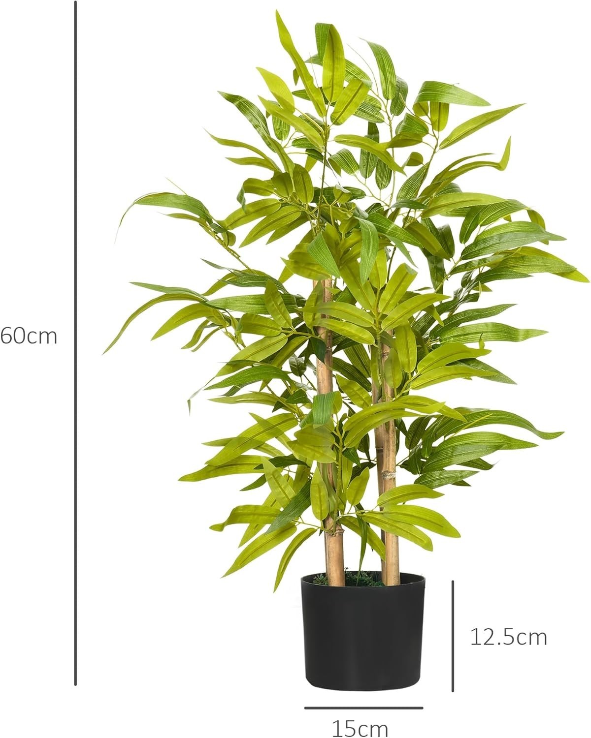 Set of 2 Artificial Bamboo Plants 60cm Fake Indoor Outdoor Decorative Trees