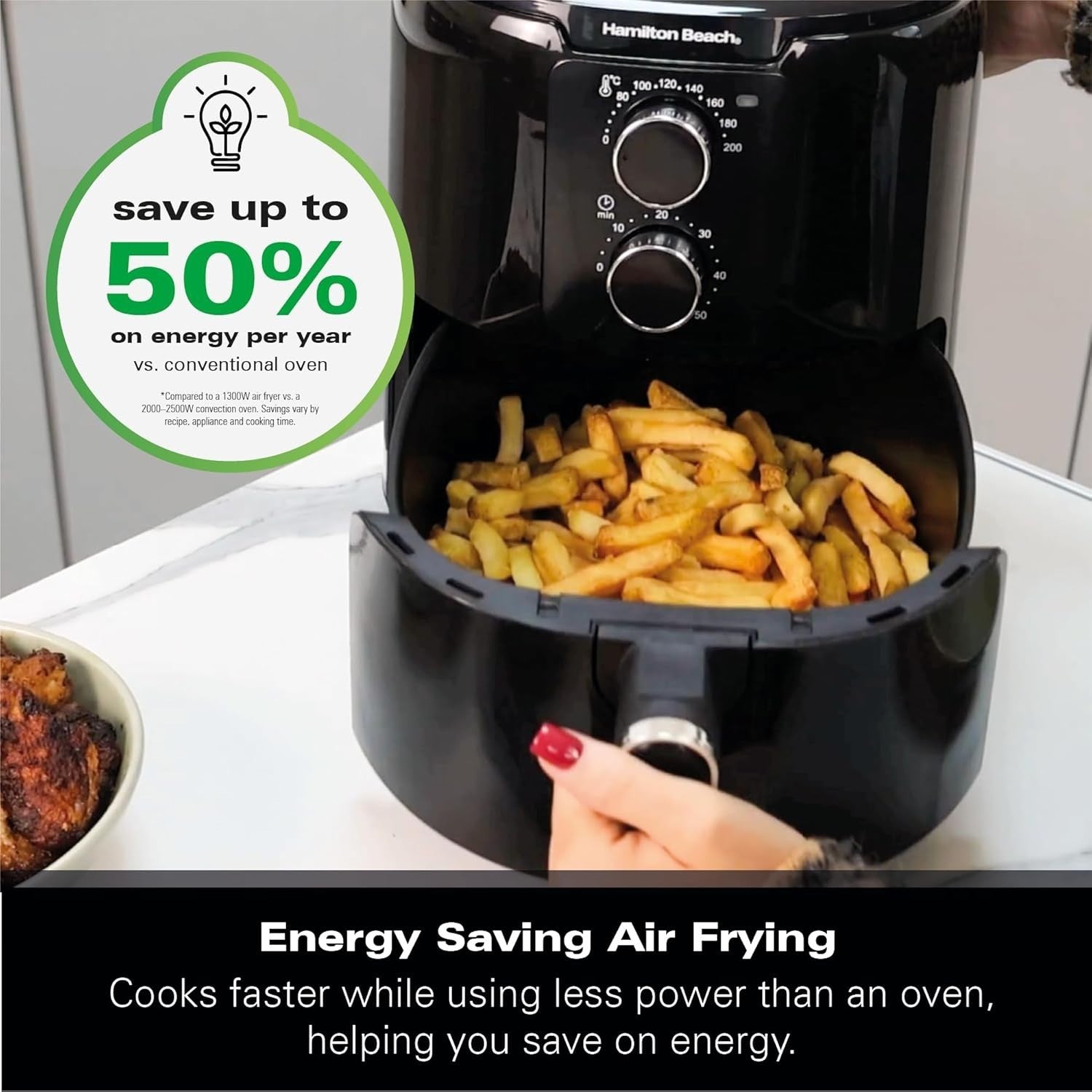 4.2L Manual Air Fryer | Energy Saving 1300W | Timer & Temp Control | Fry Roast