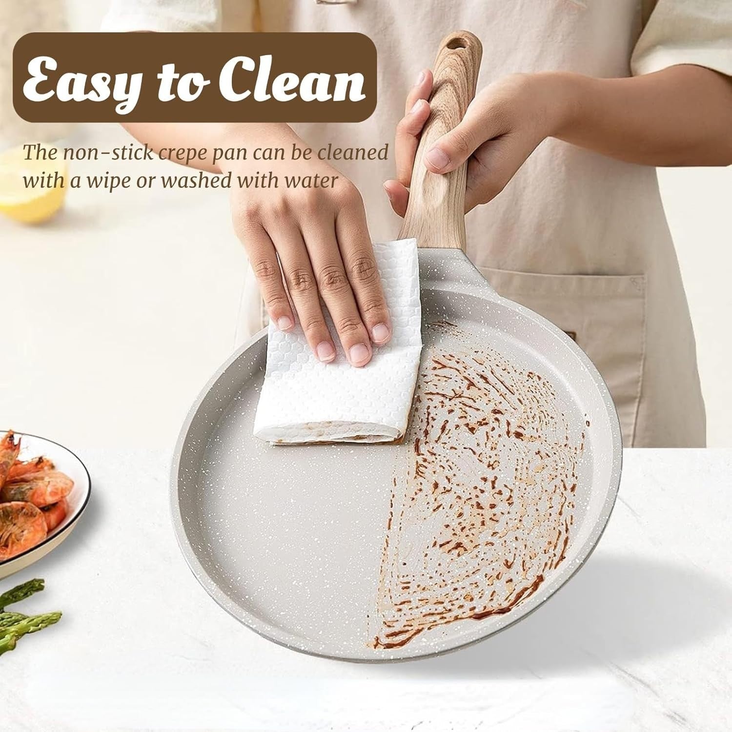 10in Non Stick Dosa Crepe Pan with Spreader Ceramic Pancake Tortilla