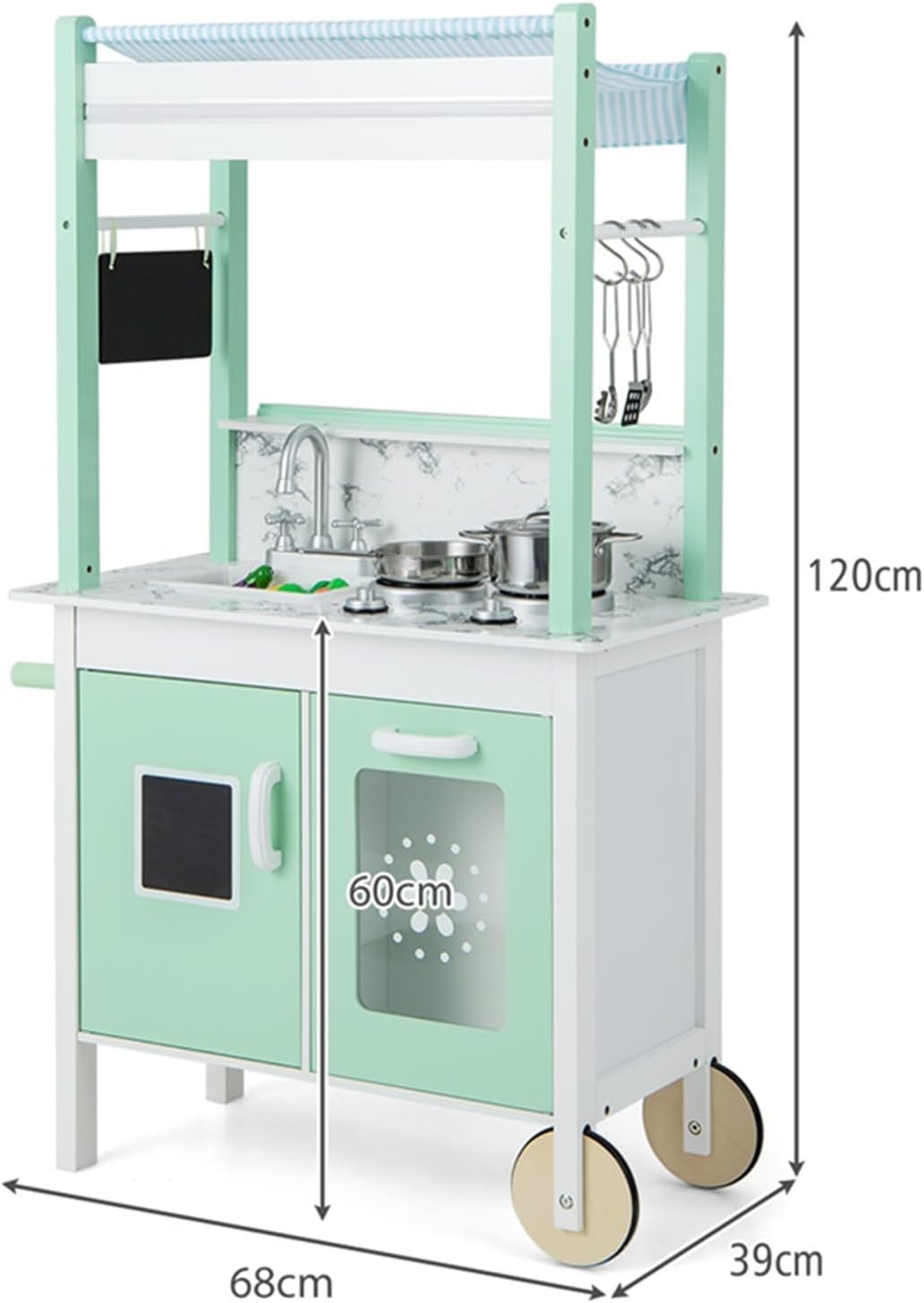 Kids Play Kitchen Grocery Store LED Lights Double Sided Toy Set