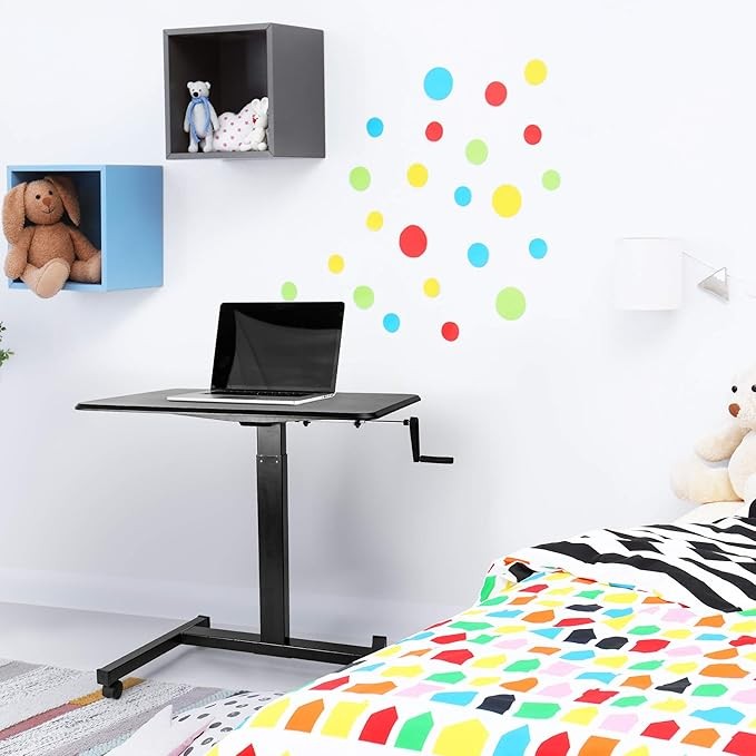 Mobile Sit Stand Laptop Desk Adjustable Height Rolling Workstation 80x50cm