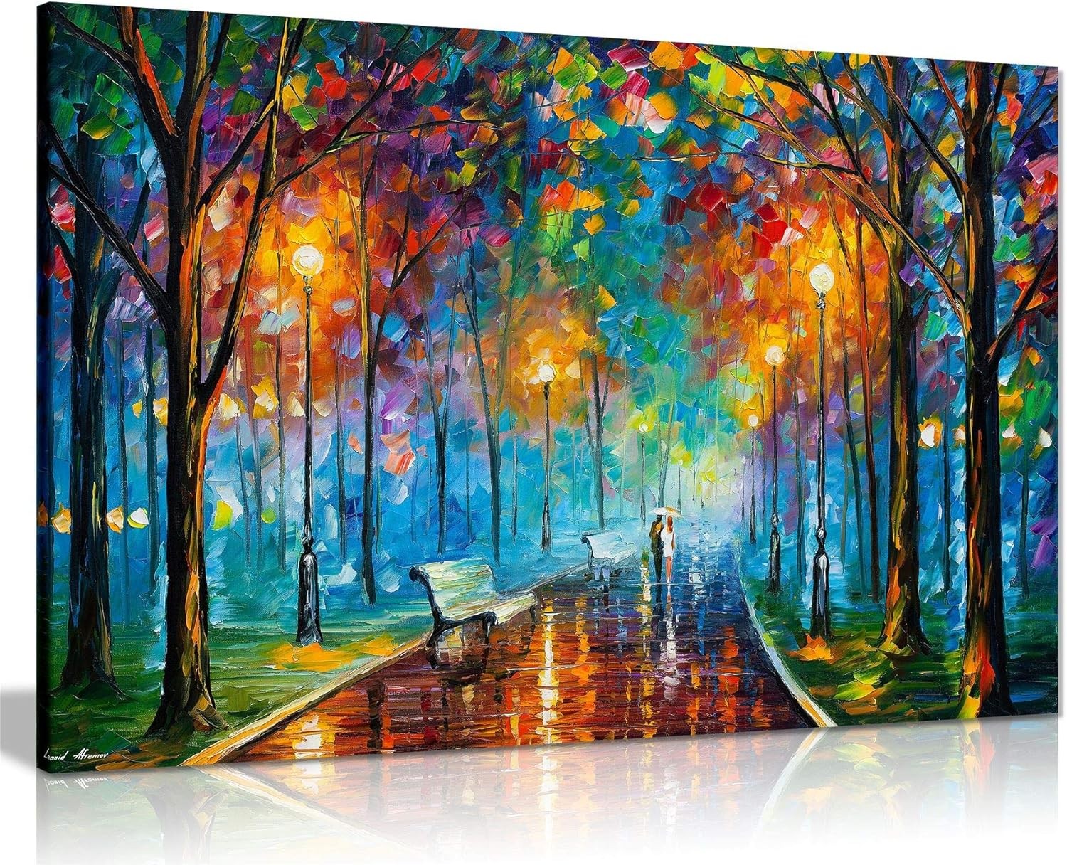 Misty Night Park Canvas Wall Art Street Scene Picture Print Home Decor 12x8